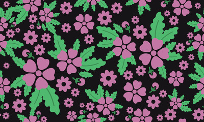 Fototapeta na wymiar Seamless abstract flower garden pattern background drawing.
