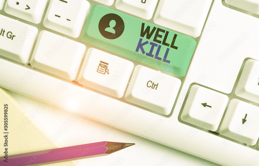 Aufkleber writing note showing well kill. business concept for operation of placing a column of heavy fluid in