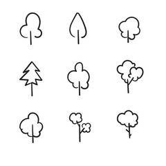 Trees collection. Icons of plants, forest. Trees illustrations. with hand drawn doodle style vector isolated