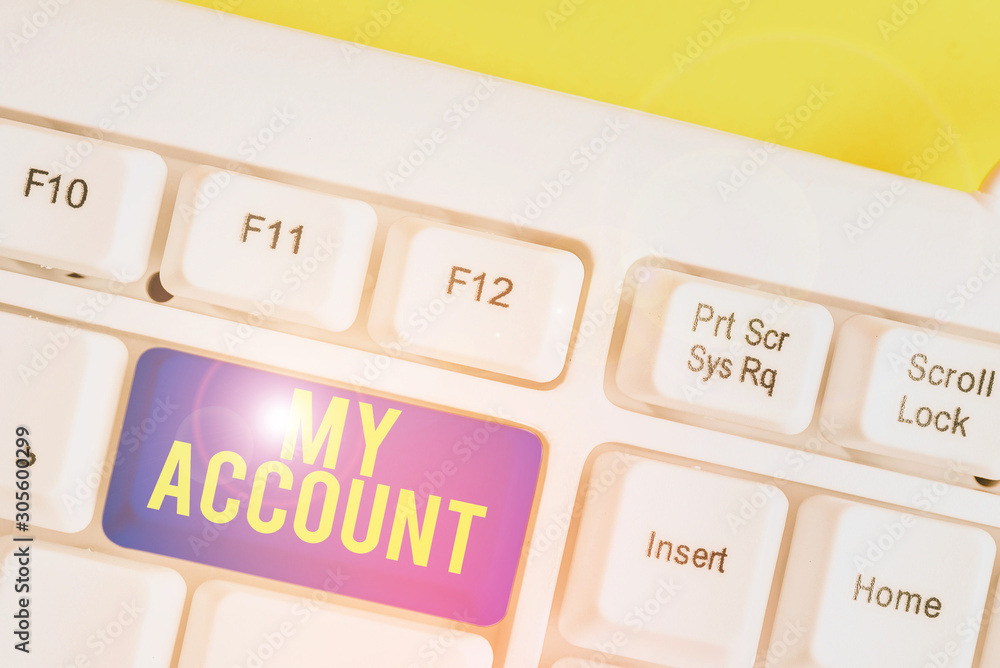 Fototapete text sign showing my account. business photo text if something is said to be on someone s is or some