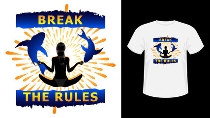 Slogan Break the Rules yellow lettering print white T-shirt.