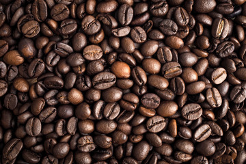 Roasted coffee beans texture used as a background