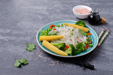 Traditional stir fry noodles with vegetables