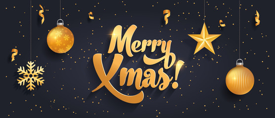 Merry Christmas black background illustration