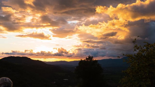 Time Lapse of the sunsetting with dramatic clouds. Filmed from Meditation Mountain in Ojai, California.