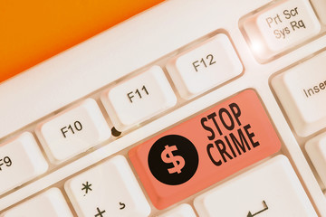 Text sign showing Stop Crime. Business photo showcasing the effort or attempt to reduce and deter...
