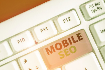 Conceptual hand writing showing Mobile Seo. Concept meaning process of optimizing a website to rank...