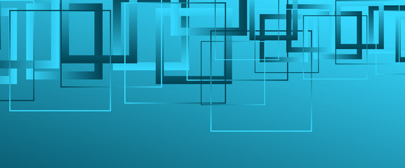 Abstract background with simple square or rectangle geometrical shapes. Geometric template with fluid gradients. Line design, technology concept. Vector Illustration For Wallpaper, Banner Background