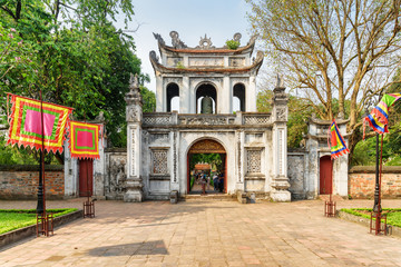 Main gate of the Temple of Literature in Hanoi. Vietnam