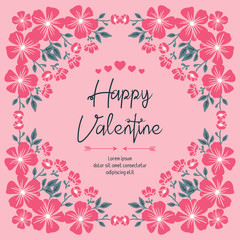 Fototapeta na wymiar Banner valentine day, with bright pink flower frame pattern. Vector