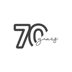 70 Years Anniversary Celebration Number Vector Template Design Illustration Logo Icon