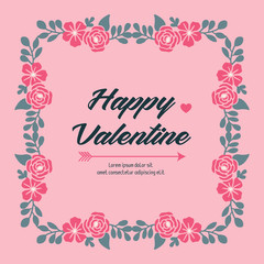 Template for valentine day, with ornament drawing of leaf flower frame. Vector