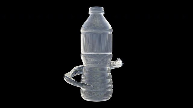 Slow motion Animation of Nature water bottle splash, Liquid swirling and splashing, Motion graphics, 3D CGI Compositing process, 4k Ultra HD 3840x2160, RGB with Alpha and Green scree.