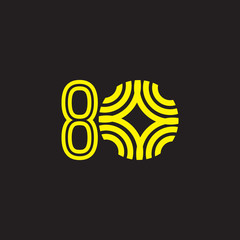 80 Years Anniversary Celebration Number Vector Template Design Illustration Logo Icon
