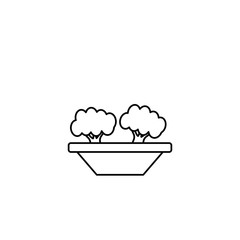 vegetable broccoli in bowl line style icon