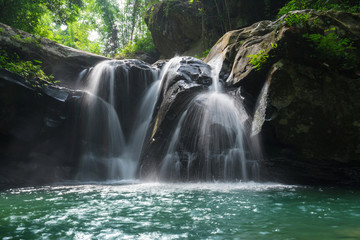 Waterfall scene at Phu Soi Dao national park in Uttaradit province Thailand