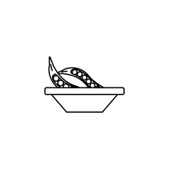 vegetable pea in pod in bowl line style icon