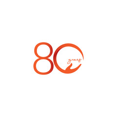 80 Years Anniversary Celebration Number Vector Template Design Illustration Logo Icon