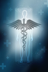 3d illustration caduceus medical symbol