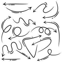 Set of Hand drawn vector arrows  doodle on white background.design element vector illustration.