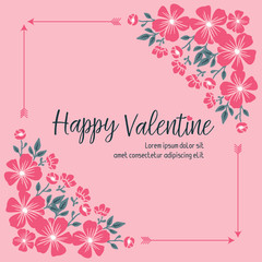 Fototapeta na wymiar Letter valentine day, with elegant pink flower frame art. Vector