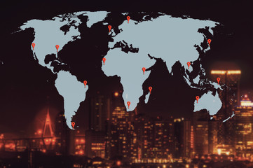 map of the world in the city