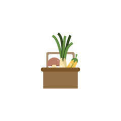 basket with vegetables flat style icon