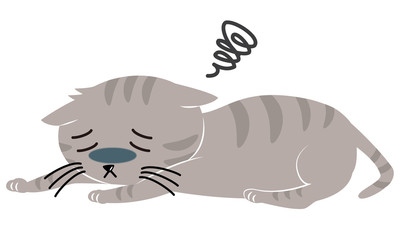 ぐったりして元気のない猫　病気　ペット　Cat illness