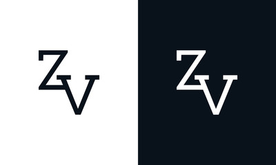 Creative line art letter ZV logo. This logo icon incorporate with two letter in the creative way.