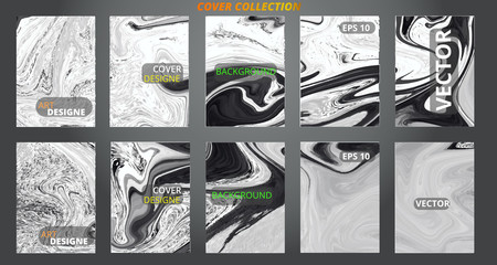 Fototapeta premium Set abstract marble modern designe. Splash acrylic colored bright liquid. Paints texture A4. For sale flyer,cover,presentation,print,business cards,calendars,invitations,sites,packaging. Copy space. 
