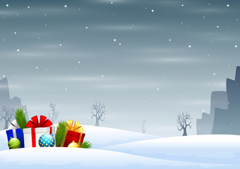 Christmas holiday background with colorful gift boxes