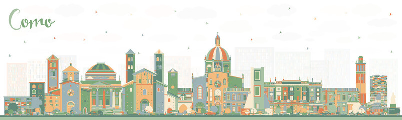 Obraz na płótnie Canvas Como Italy City Skyline with Color Buildings.