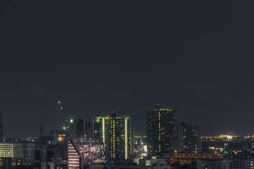 Obraz premium Bangkok night view with skyscraper in business district in Bangkok Thailand