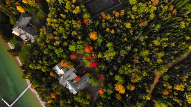 Beautiful Fall Landscape Over Looking Northern Michigan In Peak Colors Looking Down On Trees Dream Home In The Woods