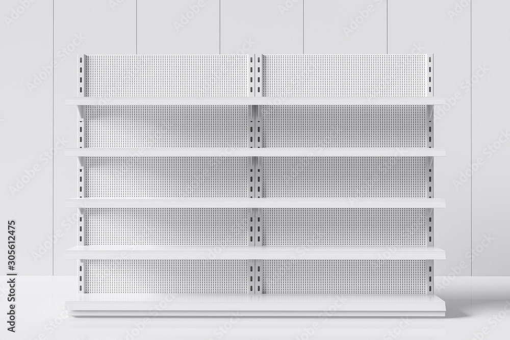 Aufkleber realistic empty supermarket shelf on a white background. 3d rendering