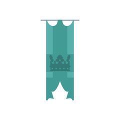 medieval hanging pennant with crown flat style icon