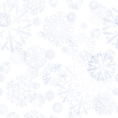 light blue winter repetitive background with snowflakes. vector seamless pattern. textile paint. fabric swatch. wrapping paper. continuous print. design element for card banner ads flyer