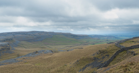 Looking out over the valley near Pen-y-ghent in the Yorkshire Dales