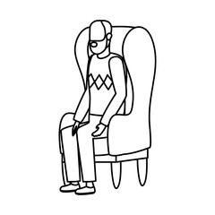 cute grandfather seated in sofa character