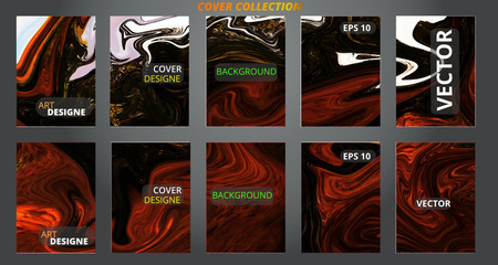 Set abstract marble modern designe. Splash acrylic colored bright liquid. Paints texture A4. For sale flyer,cover,presentation,print,business cards,calendars,invitations,sites,packaging. Copy space. 