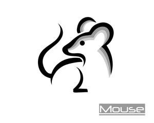 elegant stand mouse look back logo design inspiration