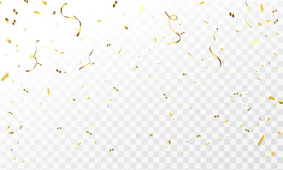 Celebration template with confetti and gold ribbons. luxury greeting rich card.