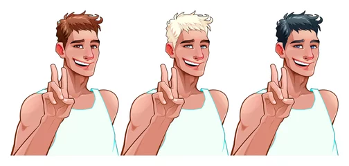 Türaufkleber Lächelnder Junge in drei Versionen © ddraw