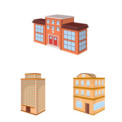 Isolated object of city and build icon. Collection of city and apartment stock symbol for web.