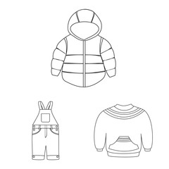 Isolated object of wear and child sign. Set of wear and apparel vector icon for stock.