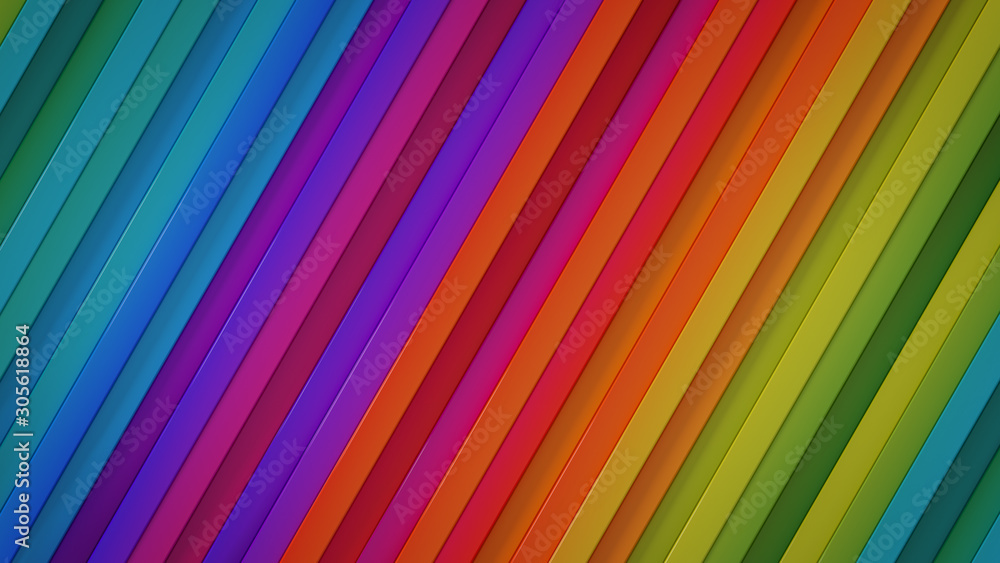 Poster rainbow spectrum gradient lines 3d render illustration