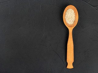 Sesame seeds in spoon