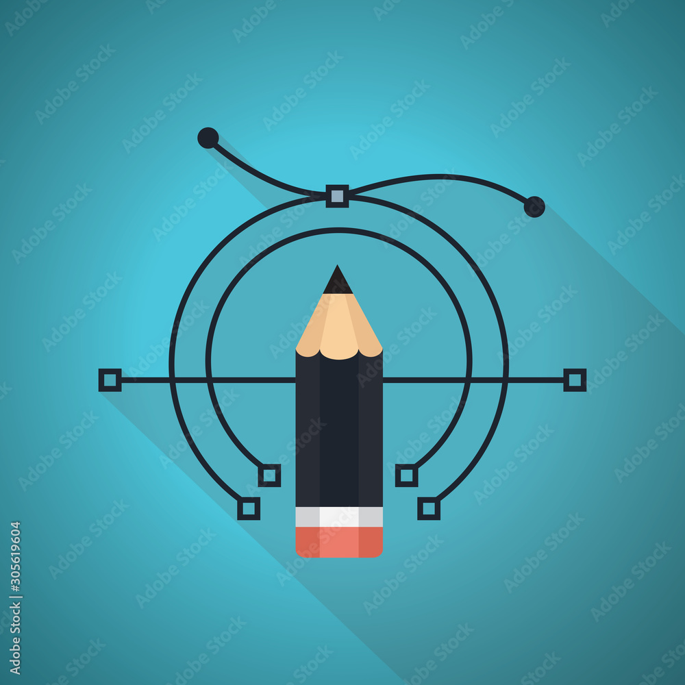 Fototapete pen tool. vector computer graphics. the curve control points.