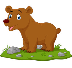 Obraz na płótnie Canvas Cartoon happy baby bear in the grass