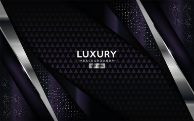 luxurious premium dark purple abstract background with silver lines. Overlap textured layer design.